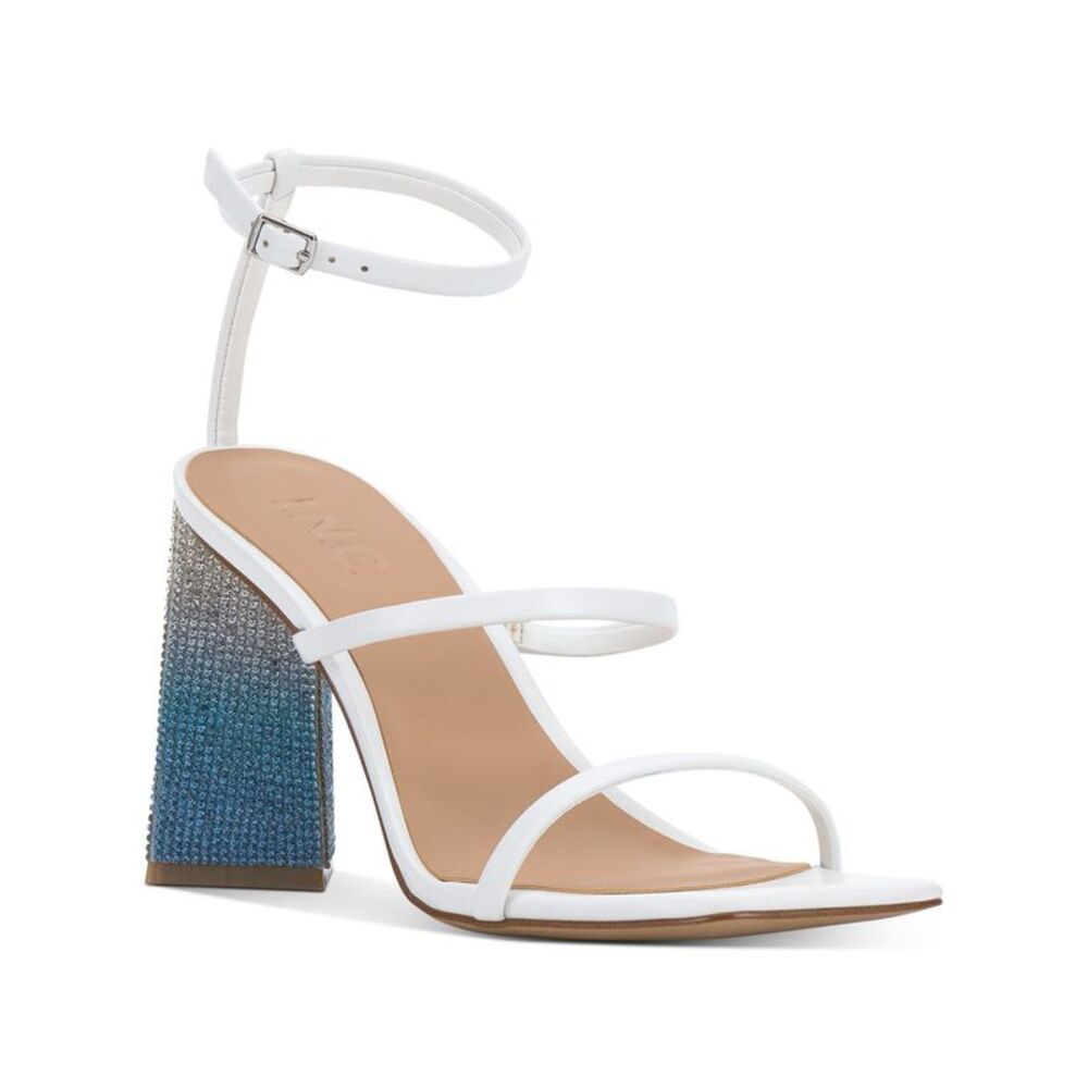 INC Womens White Embellished Bixa Square Toe Block Heel Heeled Sandal 11 M